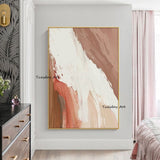 Hand Painted Landscape Oil Painting Canvas White Brown Simple Abstract Artwork