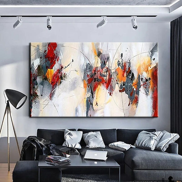 Hand Painted Modern Minimalist Canvas Oil Painting Colorful Color Block Abstract Art Room