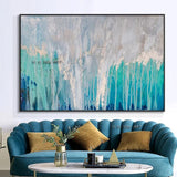 Hand Painted Abstract Blue On Canvas Modern Gold Foils Painting Wall Artwork