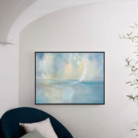 Wall Art Abstract Hand Painted Sea Ocean Canvas Oil Painting Seascape Sailing Boatative