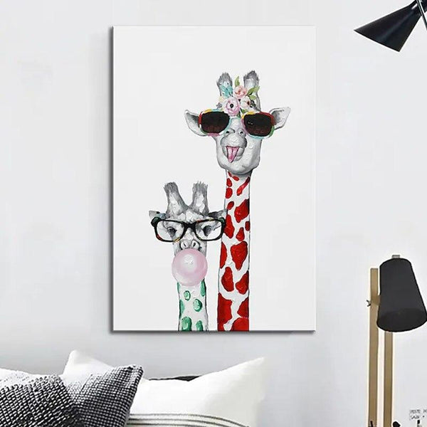 Hand Painted Giraffe Art Animal Oil Painting On Canvas Abstract Wall Adornments
