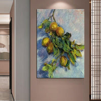 Hand Painted Monet Impression Branch of Lemons 1884 Abstract Art Oil Paintings Decoration