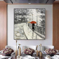 Abstract Modern outdoor Landscape City Street View Hand Painted Oil Painting On Canvas For Living room