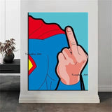 Hand Painted Oil Painting Modern Cartoon Character Superman Abstract Canvass Children's Room