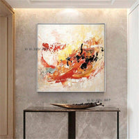 Modern Painting Hand Painted Wall Art Canvas Painting Orange Theme Entrance Hallway