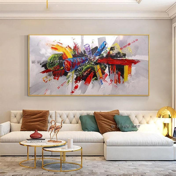 Abstract Colorful Contemporary Hand Painted Oil Painting On Canvas Hand Painted Modern For Living