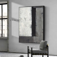 Hand Painted Abstract Creative Grey Color Canvas Painting posters and Minimalist Style Arts Bedroom Aisle