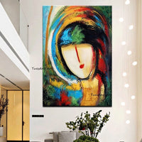 Hand Painted Canvas Oil Painting Modern People Abstract Homes