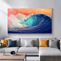 Modern Oil Painting Hand Painted Canvas Abstract Ocean Wave Landscape Decor As