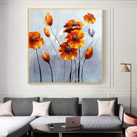 Hand Painted Orange Yellow Flowers Oil Painting On Canvas Modern Decorative