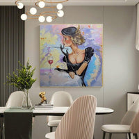 Hand Painted Abstract Beautiful Lady Oil Painting Modern Hand Painted For Home Decor