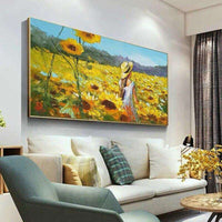 Abstract Golden Sunflower Hand Painted Oil Painting On Canvas Thick Palette Knife Painting Wall Art For Home Decoration