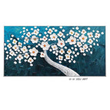 Hand Painted Knife White Flowers Modern Thick Oil Rich Landscape Painting For Canvas