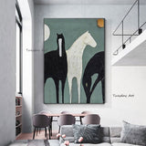 Canvas Painting Hand Painted Animal The Horse Oil Painting Bedroom