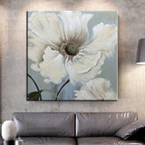 Hand Painted White Flower Abstract Oil Paintings on Canvas Canvas Painting Wall Art Decor