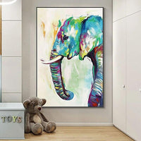 Hand Painted Abstract Animal Hand Painted Oil Painting On Canvas Wall Art Elephants