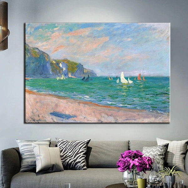 Hand Painted Modern Abstract Landscape Wall Art Famous Monet The Coast of St. Datres Canvas Painting Room Decorative