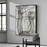 Hand Painted Oil Painting Art Dark Style Lines Abstract Canvas Bedroom