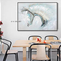 Artist Hand Painted High Quality Abstract White Horse on Canvas Abstract White Horse Painting