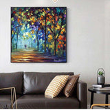 Abstract Forest Street Hand Painted Oil Painting on Canvas Modern Wall Art Landscape Pictures for Living Rome Home Decoration