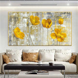 Hand Painted Handmad Oil Paintings Wall Art Impression Yellow Flowers Abstract Wall Art