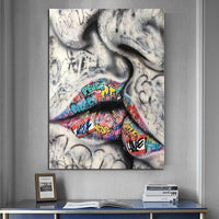 Hand Painted Oil Paintings Modern Street Art Kiss Abstracts Room Decoration