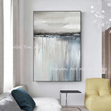 Abstract Painting Hand Painted Contemporary Art Gray Vertical Textured Design Artwork wall pictures