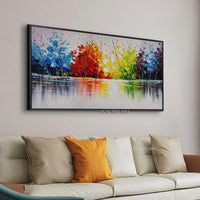 Hand Painted Knife Abstract Tree Landscape on Canvas Wall Art artwork