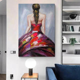 Beautiful Girl Oil Painting on Canvas Hand Painted Modern Abstracts Art