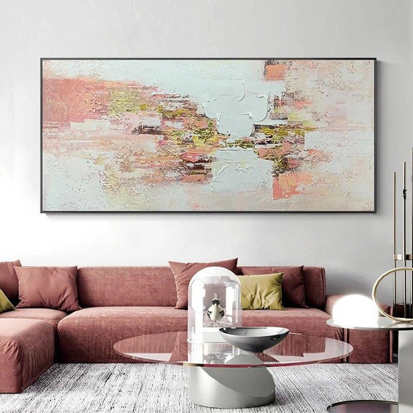 Hand Painted Warm Color Is A Colorful Abstract Oil Painting With Gold Texture Modern