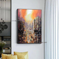 Abstract Urban Style Red Wall Art Canvas Modern Landscape Hallway