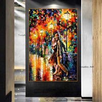 Hand Painted Wall Art Canvas Oil Painting Palette Knife Tree Landscape Paintingss Decorative Poster