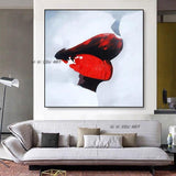 Modern Abstract Hand Painted On Canvas Red Lips Bedroom