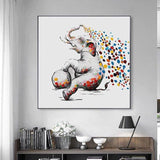 Hand Painted Cute Animal Funny Cute Pig Elephant Canvas Oil Painting For Kid Room As