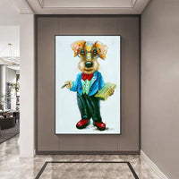 Hand Painted Cute Spotted Dog Oil Painting on Canvas Modern Cartoon Animal Lovely Pet Paintings For Room Wall Decor