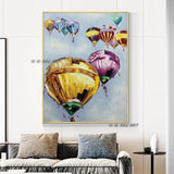 Hand Painted Abstract Wall Art Hot Air balloon Landscape Minimalist Modern On Canvas Decorative