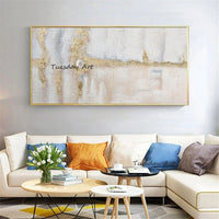 Hand Painted Oil Paintings Modern Golden Impression Landscape Abstract On Canvas Wall Art For Living