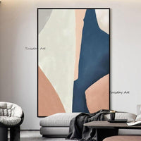 Contemporary Abstract Blue and Pink Hand Painted Oil Painting Wall Art Wall Decoration As