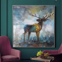 Beautiful Wall Art Hand Painted Modern Abstract Deer Acrylic Oil Painting Abstract Reindeer