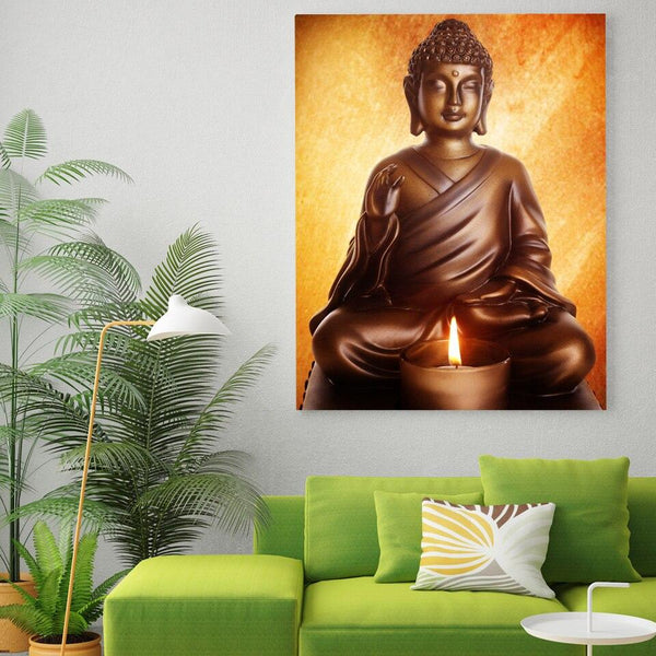 Buddha sitting painting room decoration WITH FRAME HQ Canvas Print