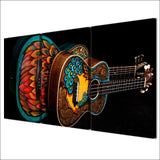 3 Panel Canvas Art Music Instrument Vintage Guitar Painting WITH FRAME HQ Canvas Print