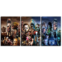 3 Panel Horror Film Characters Paintings WITH FRAME HQ Canvas Print