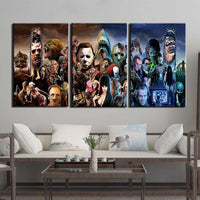 3 Panel Horror Film Characters Paintings WITH FRAME HQ Canvas Print