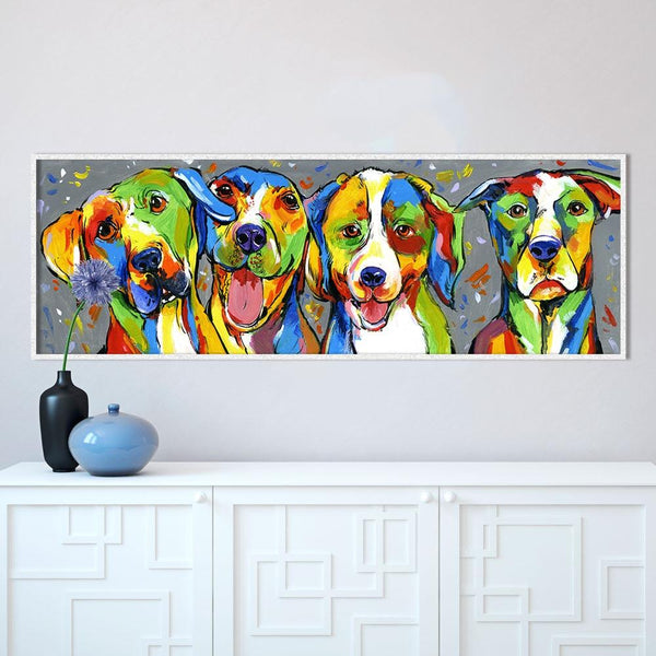 Wall Art Animal Oil Painting Dog Canvas Picture HQ CanvasPrint Puppy Friendship