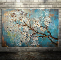 Hand Painted Lover Rain Street Tree Lamp Landscape On Canvas Wall Arts