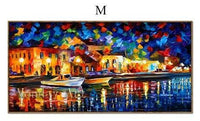 Aritist Modern Hand Painted The Rainy Days Street Palette Knife On Canvas