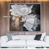 Handpained oil painting caudros decoracion Palette White Flower wall art pictures Canvas painting quadros