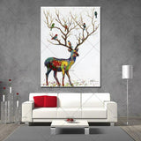 Hnadmade deer pictures paintings Hand Painted canvas cartoon animal oil paintings Colorful deer or bedroom