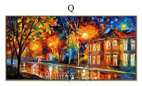 Aritist Modern Hand Painted The Rainy Days Street Palette Knife On Canvas