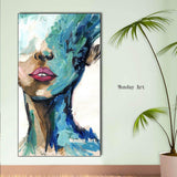Hand Painted Palette Knife portrait Oil Paintings On Canvas girl face oil Paintings Bedroom Wall Decora